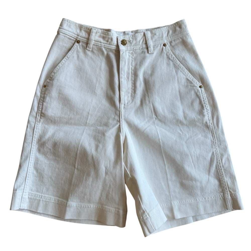 ba&sh Lady Bermuda Todd denim shorts cream pleat 36FR US S